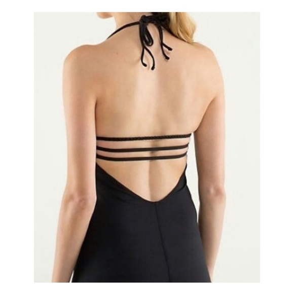 lululemon wandering yogi low back halter top size 8 in black - Picture 2 of 10